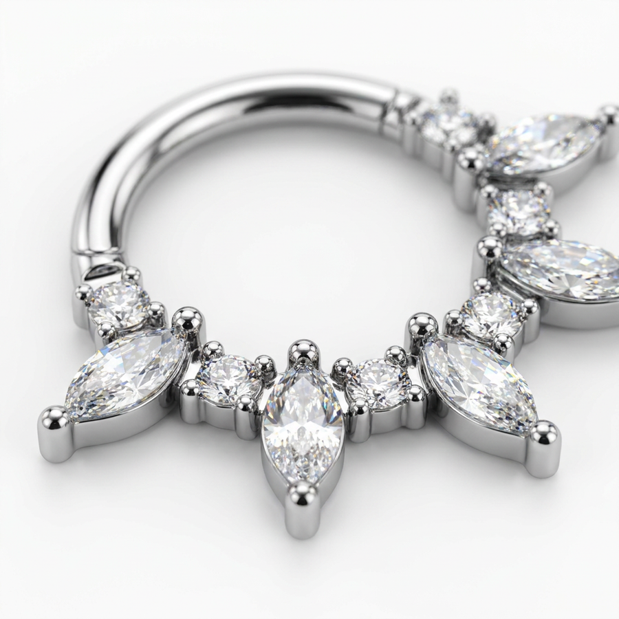 Piercing con zirconi e punte in Acciaio Chirurgico 316L - Piercing per lobo, helix, daith, septum