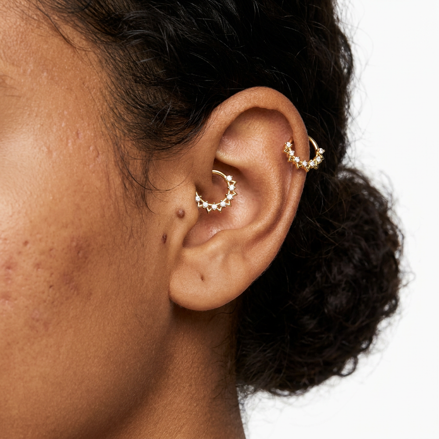 Piercing con zirconi e punte in Acciaio Chirurgico 316L - Piercing per lobo, helix, daith, septum