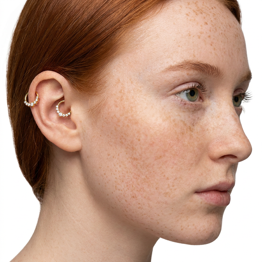 Piercing con zirconi in Acciaio Chirurgico 316L - Piercing per lobo, helix, daith, septum