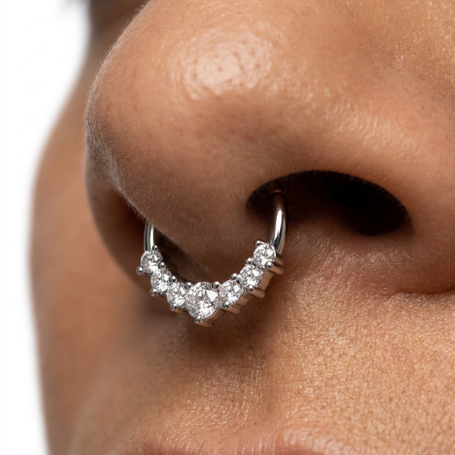 Piercing con zirconi in Acciaio Chirurgico 316L - Piercing per lobo, helix, daith, septum