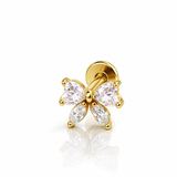 Barretta con fiocco zirconato in Acciaio Chirurgico 316L - Piercing per lobo, helix, forward helix, conch, flat, tragus