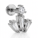 Piercing con zirconi in acciaio chirurgico 316L - Piercing per lobo, helix, forward helix, conch, flat, tragus