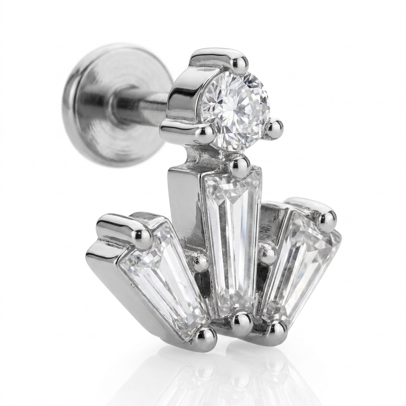 Piercing con zirconi in Acciaio Chirurgico 316L - Piercing per lobo, helix, forward helix, conch, flat, tragus