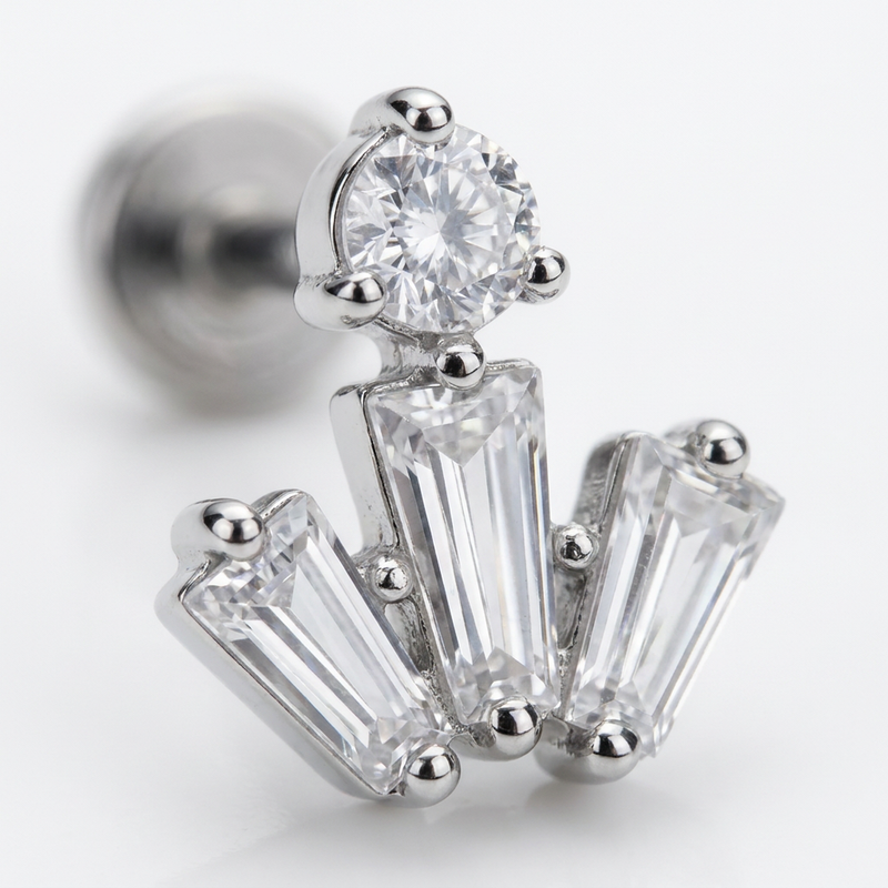 Piercing con zirconi in Acciaio Chirurgico 316L - Piercing per lobo, helix, forward helix, conch, flat, tragus