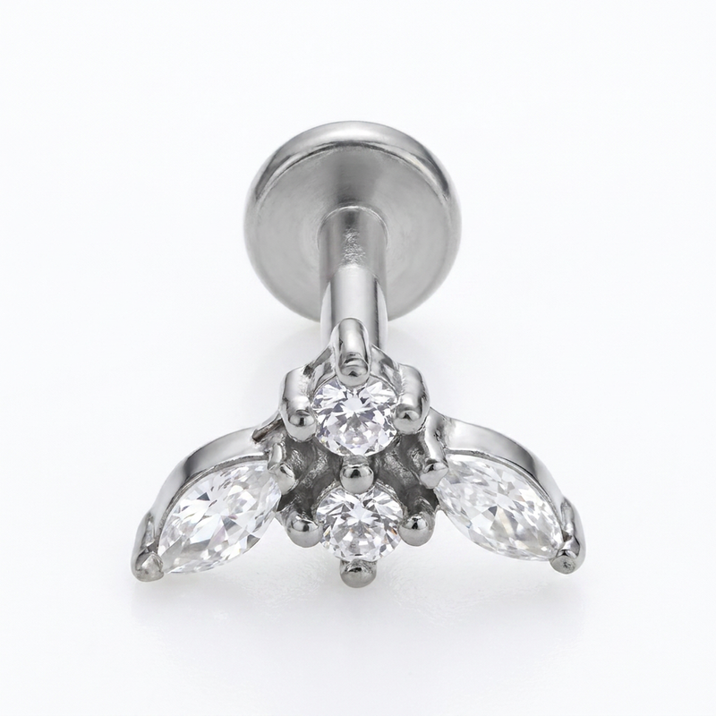 Piercing con zirconi in Acciaio Chirurgico 316L - Piercing per lobo, helix, forward helix, conch, flat, tragus