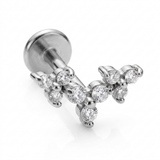 Piercing con fiorellini di zirconi in acciaio chirurgico 316L - Piercing per lobo, helix, forward helix, conch, flat, tragus