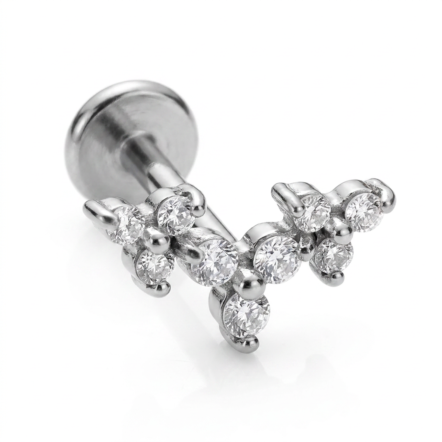 Piercing con fiorellini di zirconi in Acciaio Chirurgico 316L - Piercing per lobo, helix, forward helix, conch, flat, tragus