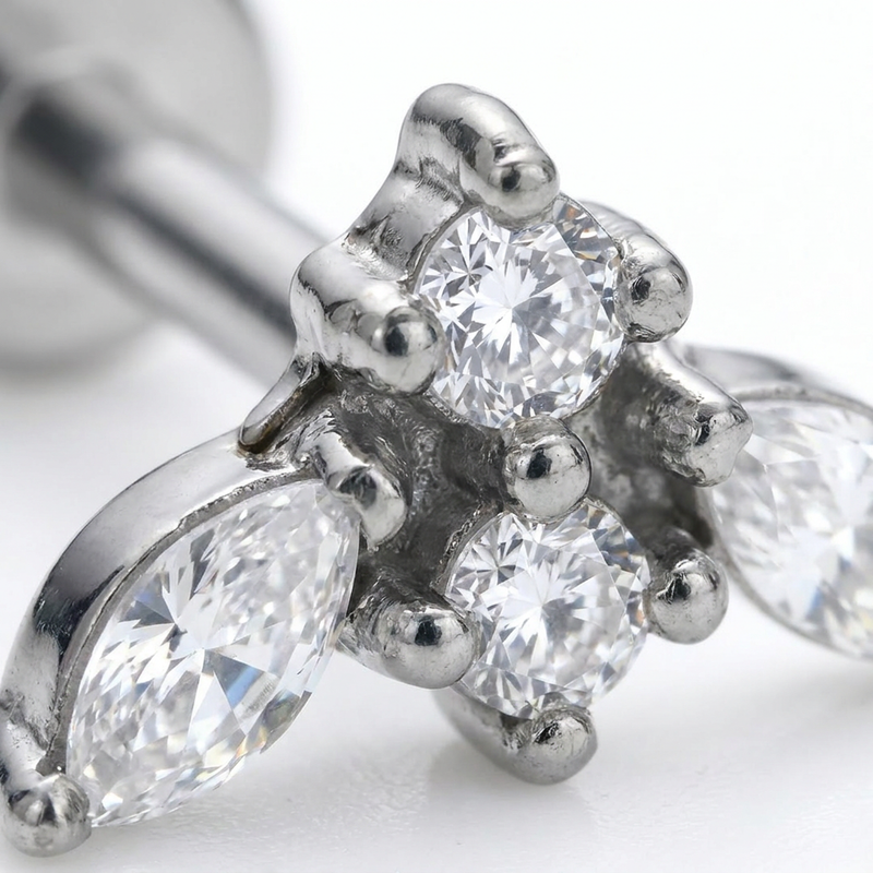Piercing con zirconi in Acciaio Chirurgico 316L - Piercing per lobo, helix, forward helix, conch, flat, tragus