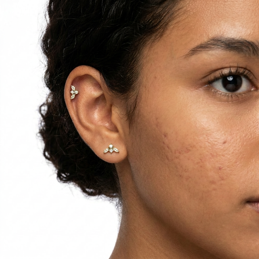 Piercing con zirconi in Acciaio Chirurgico 316L - Piercing per lobo, helix, forward helix, conch, flat, tragus