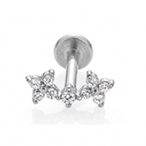 Piercing con fiorellini e zirconi in acciaio chirurgico 316L - Piercing per lobo, helix, forward helix, conch, flat, tragus