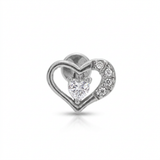 Piercing con cuore e zirconi in Acciaio Chirurgico 316L - Piercing per lobo, helix, forward helix, conch, flat, tragus