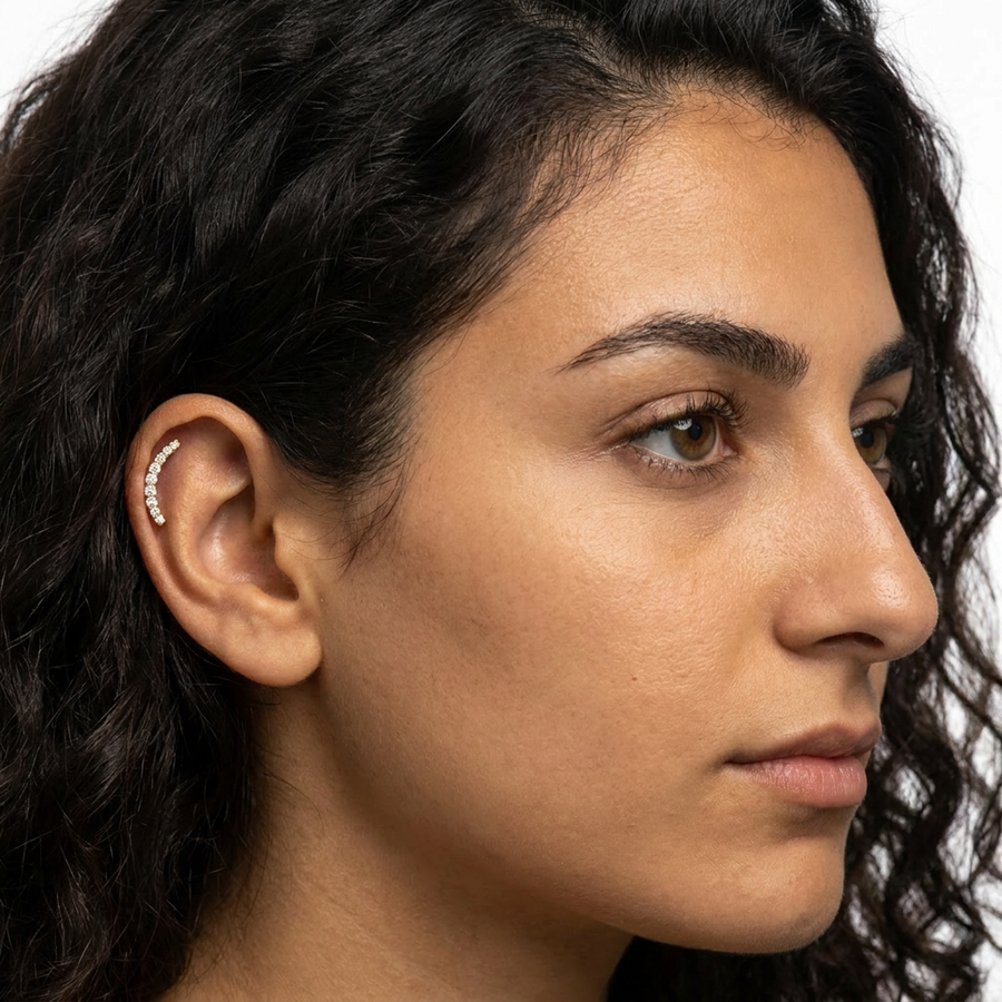 Piercing con zirconi in acciaio chirurgico 316L - Piercing per lobo, helix, forward helix, conch, flat, tragus