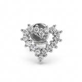 Piercing con cuore di zirconi in Acciaio Chirurgico 316L - Piercing per lobo, helix, forward helix, conch, flat, tragus