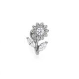 Piercing con girasole e zirconi in acciaio chirurgico 316L - Piercing per lobo, helix, forward helix, conch, flat, tragus
