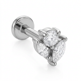 Piercing con tre zirconi in acciaio chirurgico 316L - Piercing per lobo, helix, forward helix, conch, flat, tragus
