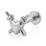 Piercing con cuore e spade in Acciaio Chirurgico 316L - Piercing per lobo, helix, forward helix, conch, flat, tragus