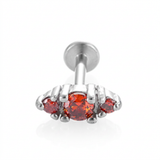 Piercing con zirconi rossi in acciaio chirurgico 316L - Piercing per lobo, helix, forward helix, conch, flat, tragus