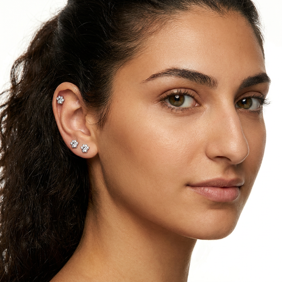 Piercing con zirconi in Acciaio Chirurgico 316L - Piercing per lobo, helix, forward helix, conch, flat, tragus