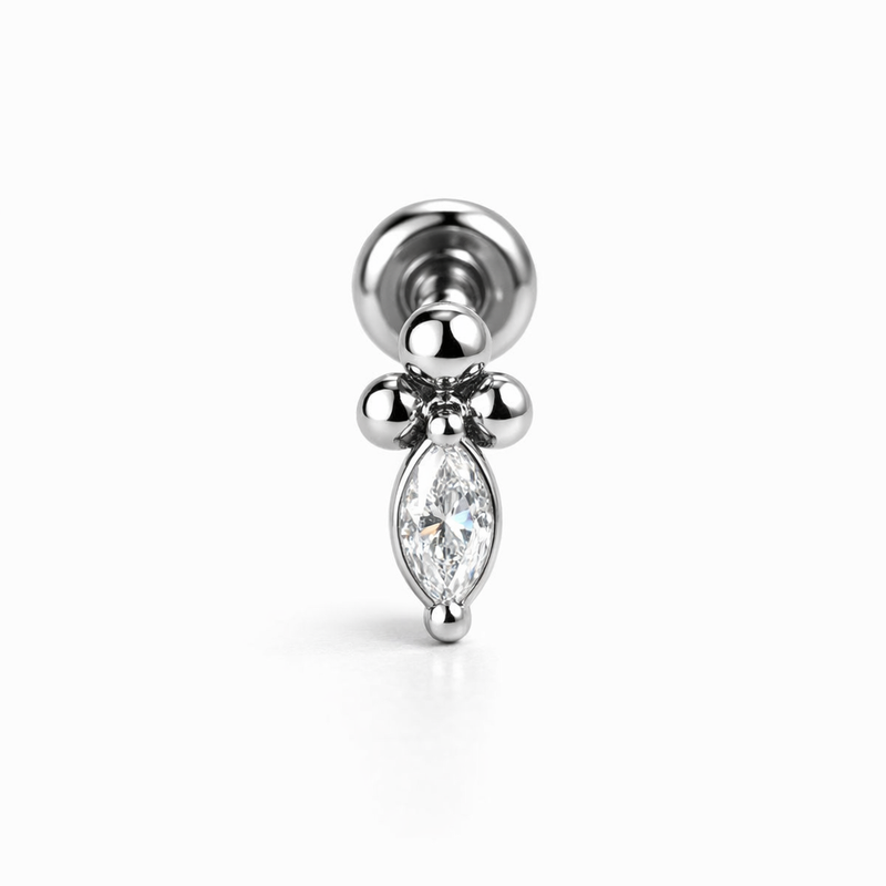 Piercing con zircone e palline in Acciaio Chirurgico 316L - Piercing per lobo, helix, forward helix, conch, flat, tragus