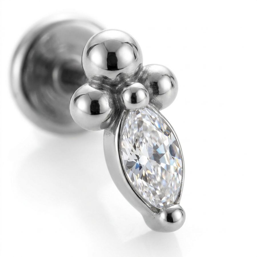 Piercing con zircone e palline in Acciaio Chirurgico 316L - Piercing per lobo, helix, forward helix, conch, flat, tragus