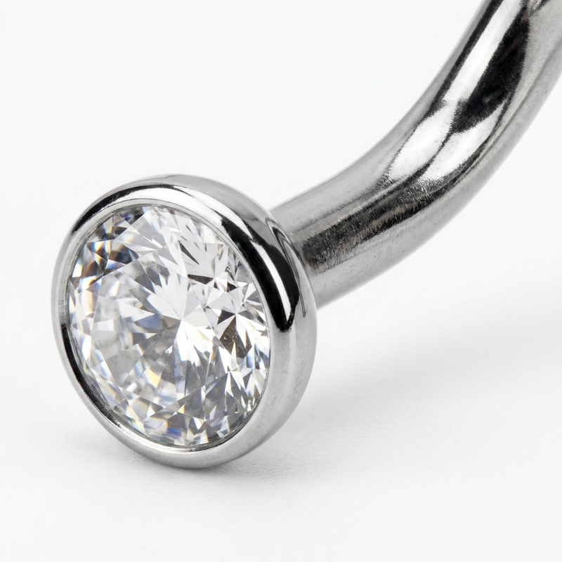Piercing con brillantino incastonato e spirale in Acciaio Chirurgico 316L - Piercing per naso