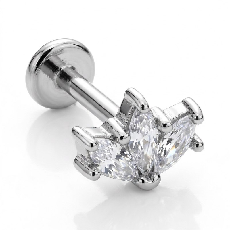 Piercing con zirconi in Acciaio Chirurgico 316L - Piercing per lobo, helix, forward helix, conch, flat, tragus