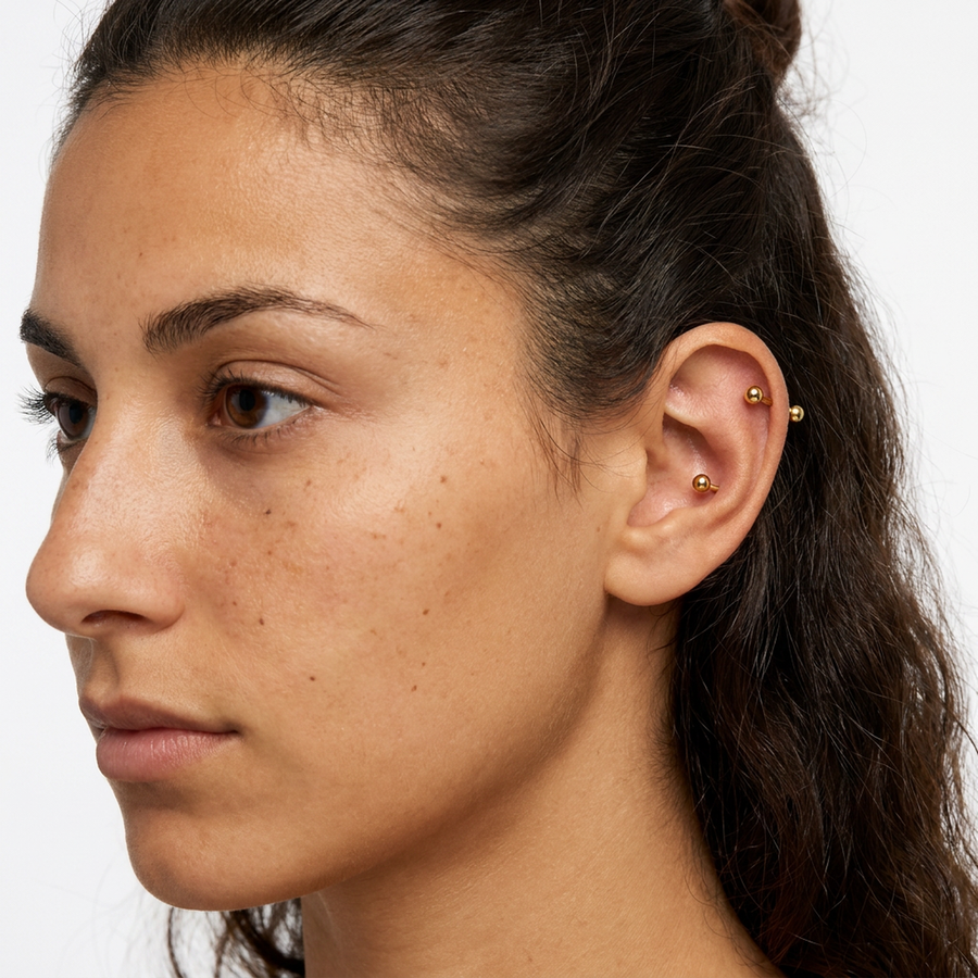 Barretta con palline in Titanio F136 - Piercing per orecchio