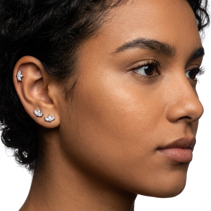 Piercing con zirconi in Acciaio Chirurgico 316L - Piercing per lobo, helix, forward helix, conch, flat, tragus