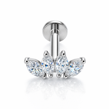 Piercing con quattro zirconi in acciaio chirurgico 316L - Piercing per lobo, helix, forward helix, conch, flat, tragus