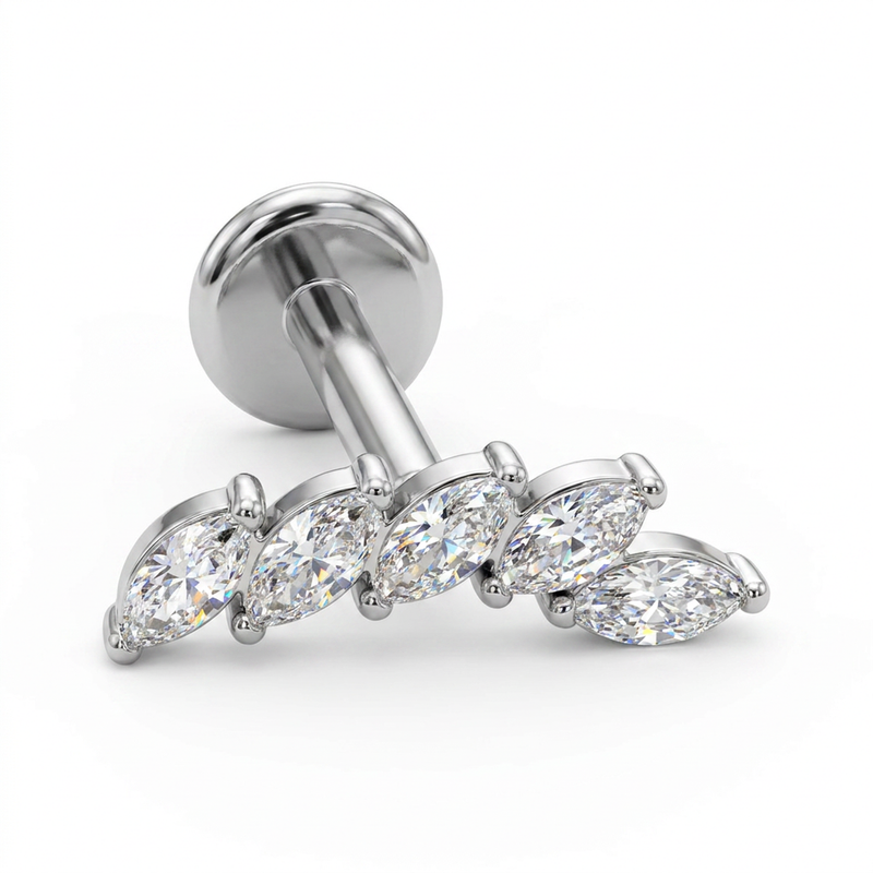 Piercing con cinque petali in Acciaio Chirurgico 316L - Piercing per lobo, helix, forward helix, conch, flat, tragus