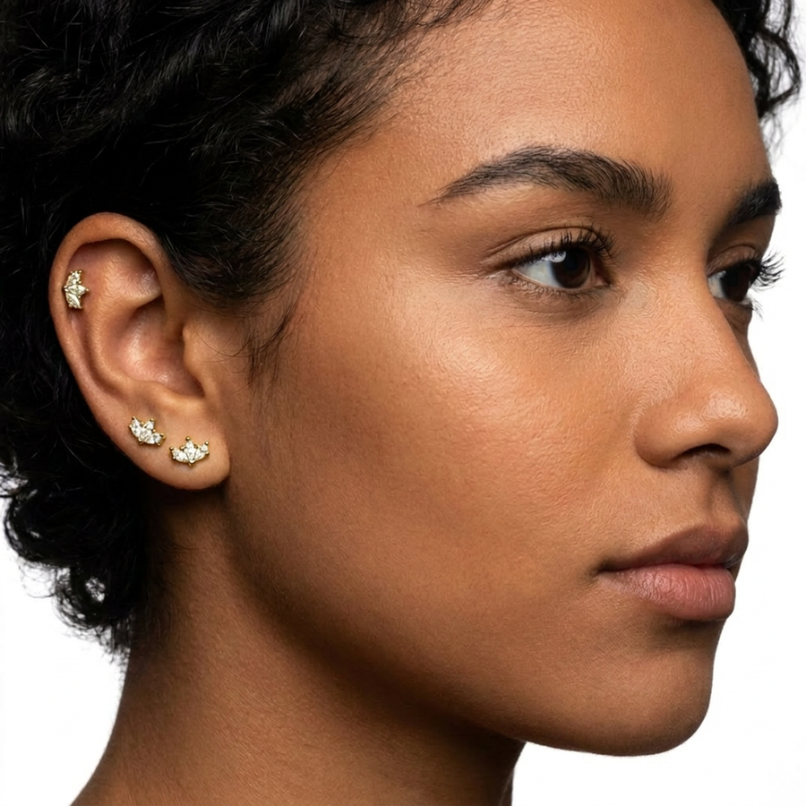 Piercing con zirconi in Acciaio Chirurgico 316L - Piercing per lobo, helix, forward helix, conch, flat, tragus