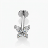 Piercing con farfallina zirconi in Acciaio Chirurgico 316L - Piercing per lobo, helix, forward helix, conch, flat, tragus