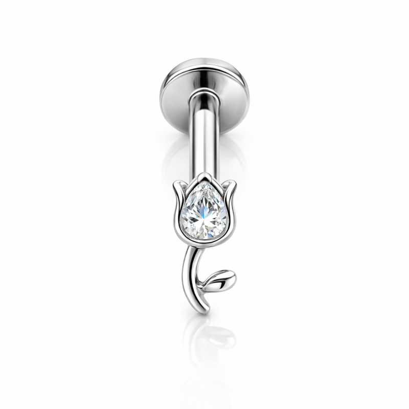 Piercing con tulipano in Acciaio Chirurgico 316L - Piercing per lobo, helix, forward helix, conch, flat, tragus
