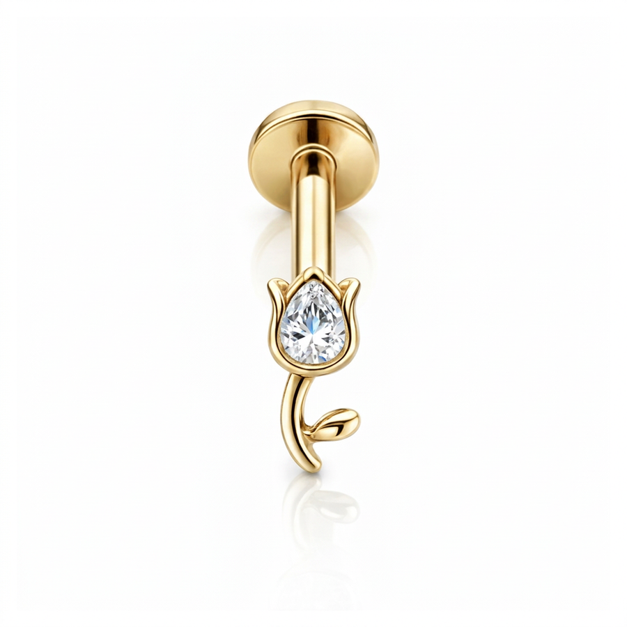 Piercing con tulipano in Acciaio Chirurgico 316L - Piercing per lobo, helix, forward helix, conch, flat, tragus