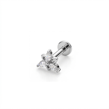 Piercing fiore con zirconi in Acciaio Chirurgico 316L - Piercing per lobo, helix, forward helix, conch, flat, tragus