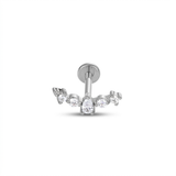 Piercing con zirconi e pendente in acciaio chirurgico 316L - Piercing per lobo, helix, forward helix, conch, flat, tragus