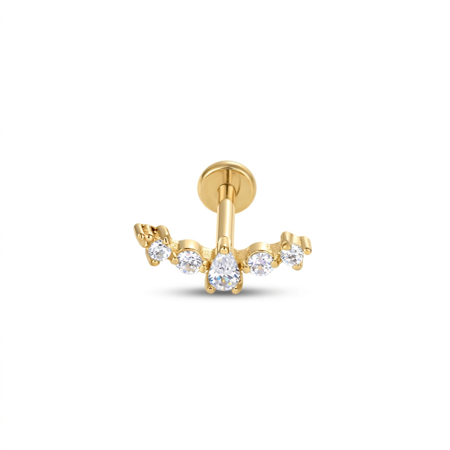 Piercing con zirconi e pendente in acciaio chirurgico 316L - Piercing per lobo, helix, forward helix, conch, flat, tragus