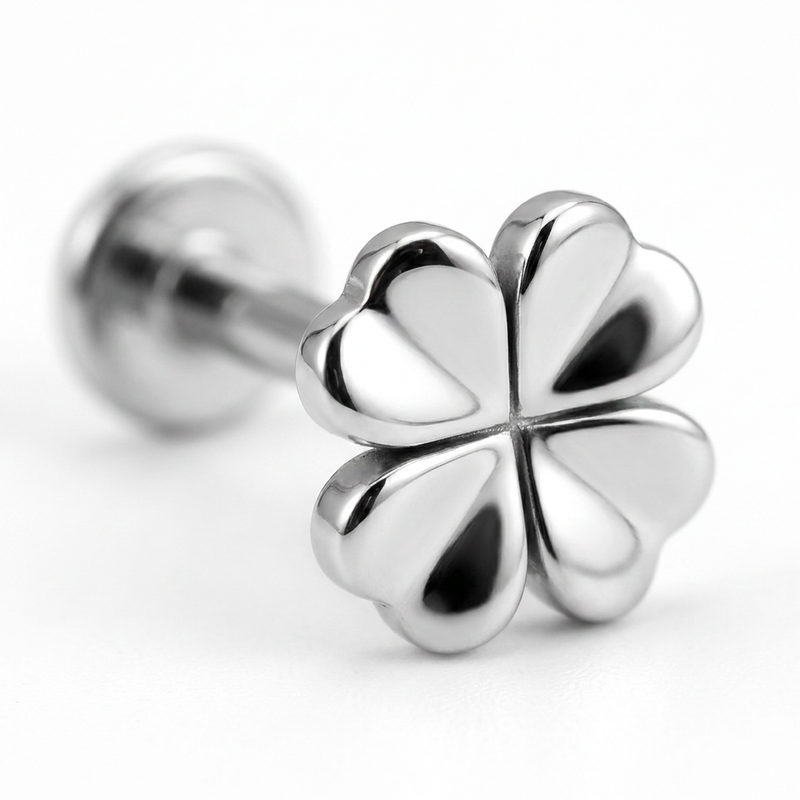 Piercing quadrifoglio in Acciaio Chirurgico 316L - Piercing per lobo, helix, forward helix, conch, flat, tragus