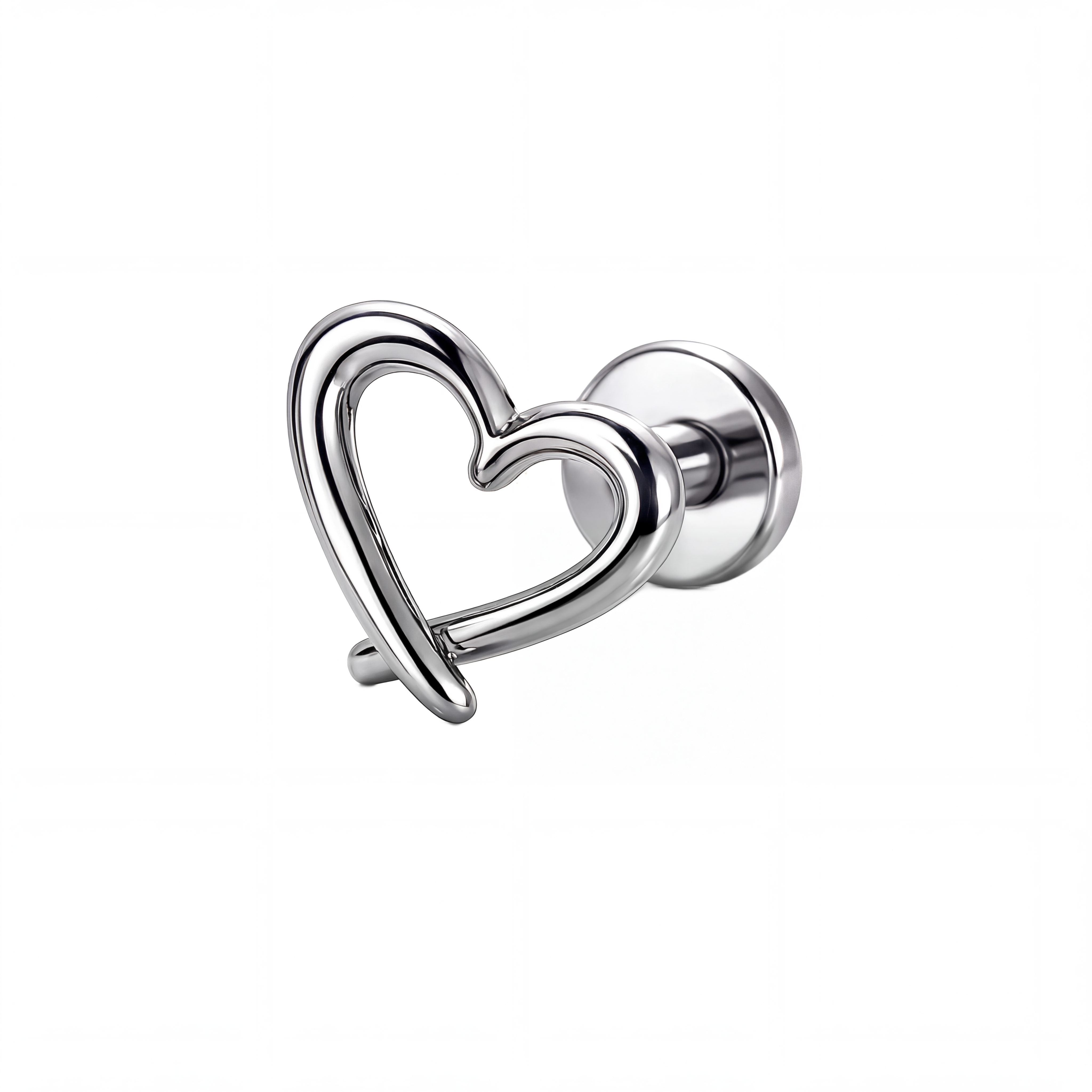 Piercing con cuore in Acciaio Chirurgico 316L - Piercing per lobo, helix, forward helix, conch, flat, tragus