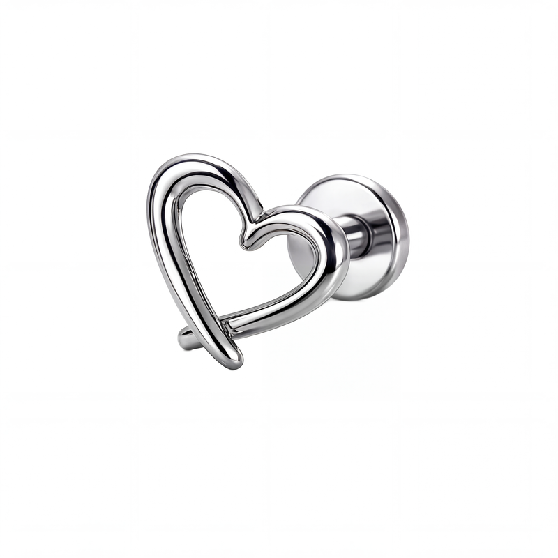 Piercing con cuore in Acciaio Chirurgico 316L - Piercing per lobo, helix, forward helix, conch, flat, tragus