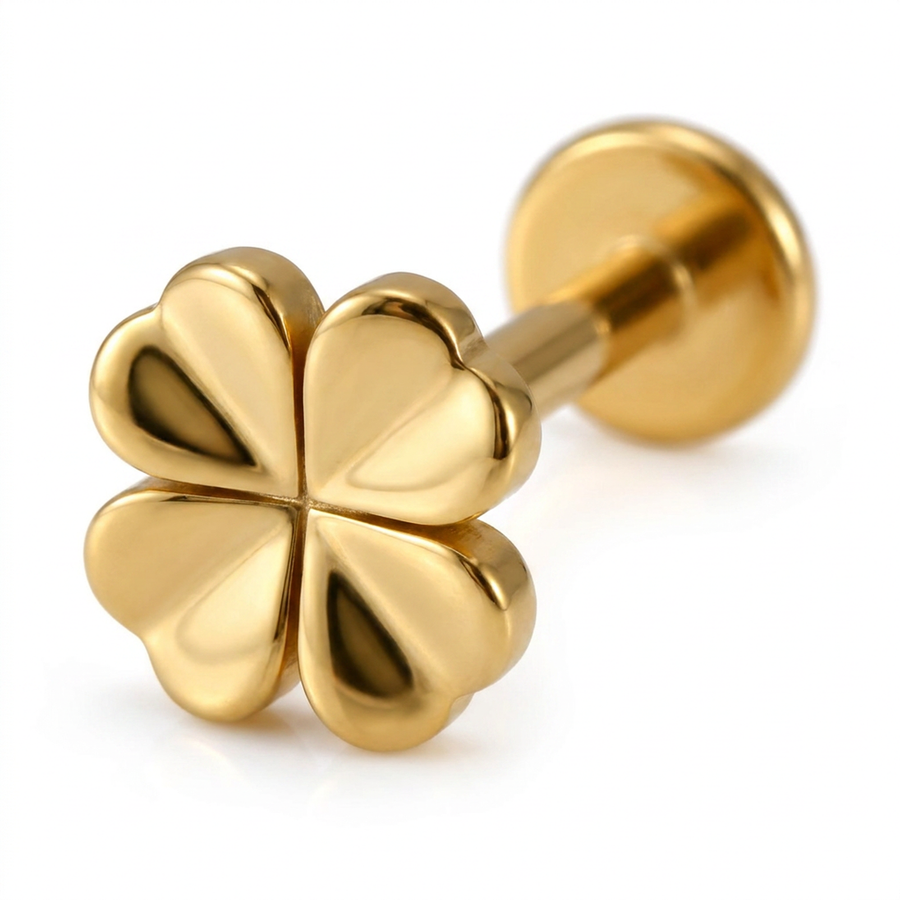 Piercing quadrifoglio in Acciaio Chirurgico 316L - Piercing per lobo, helix, forward helix, conch, flat, tragus