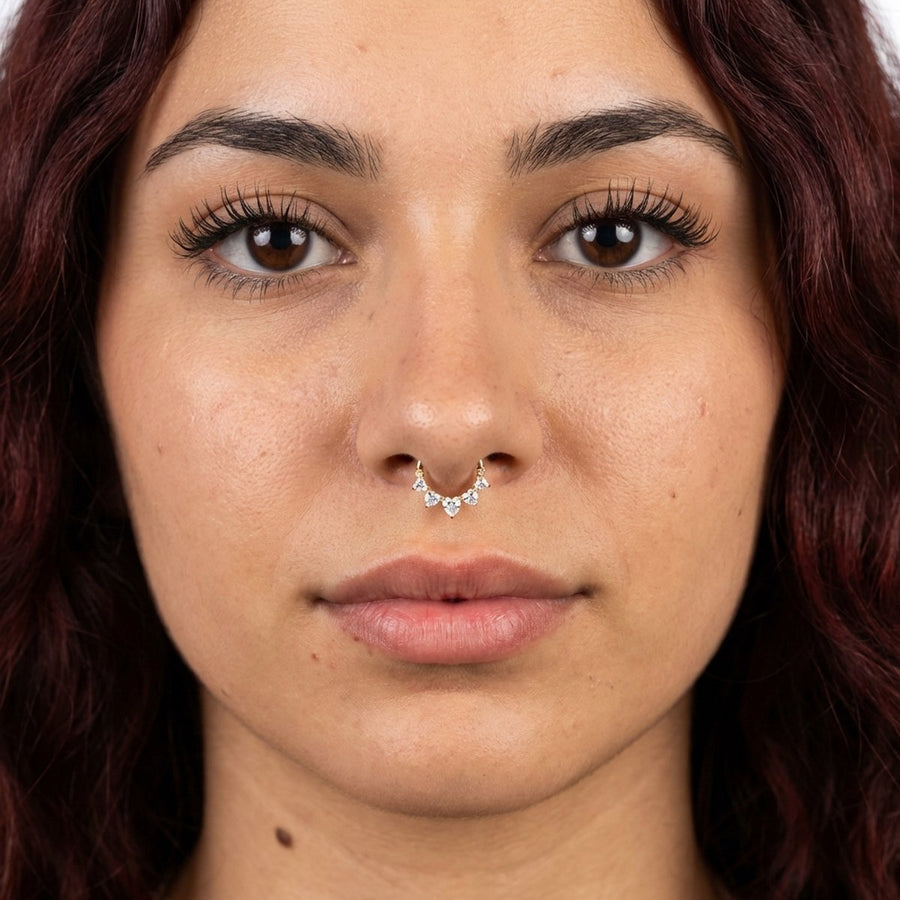 Piercing con zirconi a cuore in Acciaio Chirurgico 316L - Piercing per lobo, helix, daith, septum