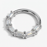 Piercing con zirconi rettangolari in Acciaio Chirurgico 316L - Piercing per lobo, helix, daith, septum
