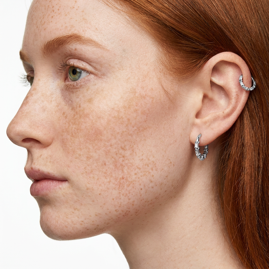 Piercing con zirconi rettangolari in Acciaio Chirurgico 316L - Piercing per lobo, helix, daith, septum