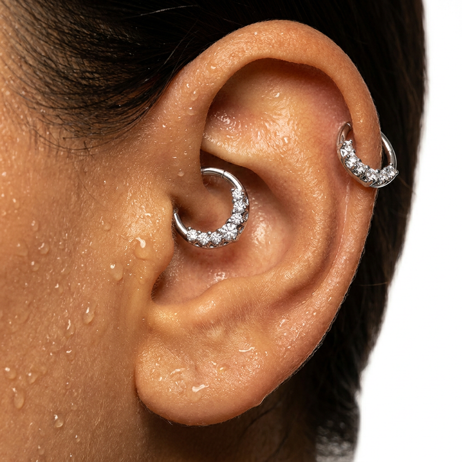 Piercing con zirconi in Acciaio Chirurgico 316L - Piercing per lobo, helix, daith, septum
