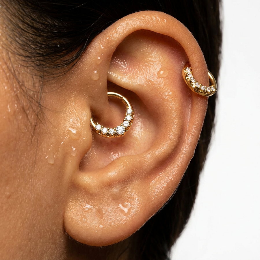Piercing con zirconi in Acciaio Chirurgico 316L - Piercing per lobo, helix, daith, septum