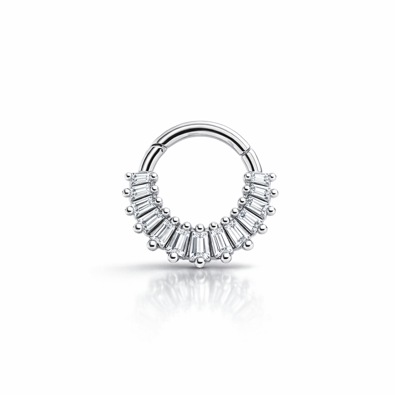 Piercing con zirconi rettangolari in Acciaio Chirurgico 316L - Piercing per lobo, helix, daith, septum
