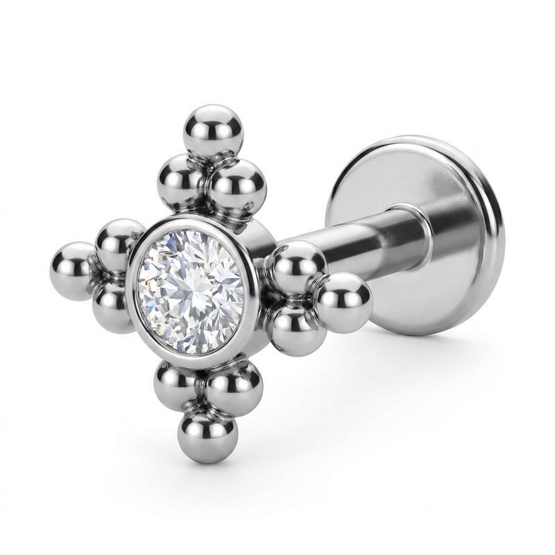 Piercing con zircone e palline in Acciaio Chirurgico 316L - Piercing per lobo, helix, forward helix, conch, flat, tragus