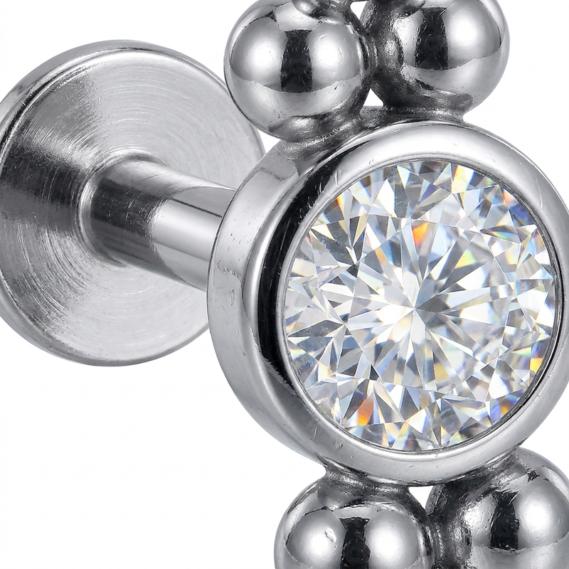 Piercing con zircone e palline in Acciaio Chirurgico 316L - Piercing per lobo, helix, forward helix, conch, flat, tragus