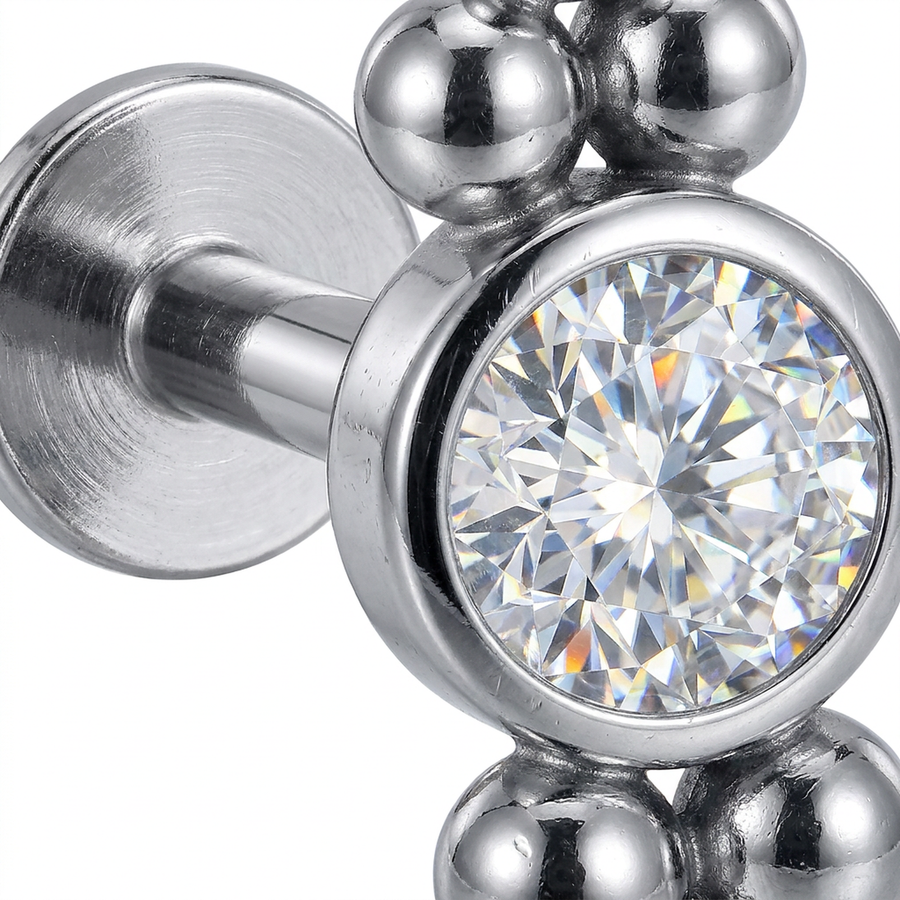 Piercing con zircone e palline in Acciaio Chirurgico 316L - Piercing per lobo, helix, forward helix, conch, flat, tragus